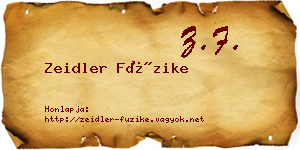 Zeidler Füzike névjegykártya